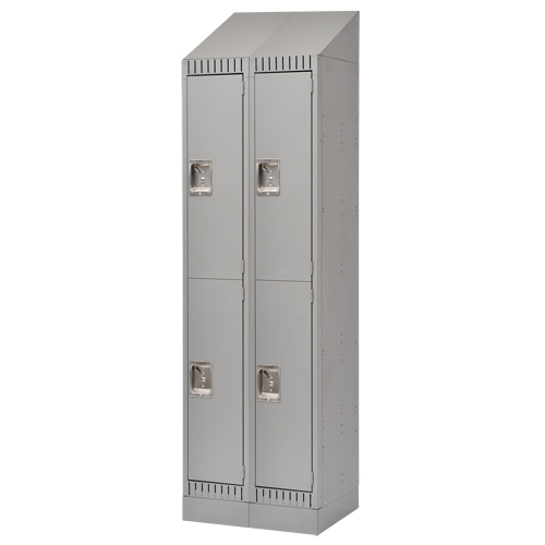 Lockers, 2 -tier, Bank of 2, 24" x 18" x 86", Steel, Grey, Knocked Down Sidevic Inc.