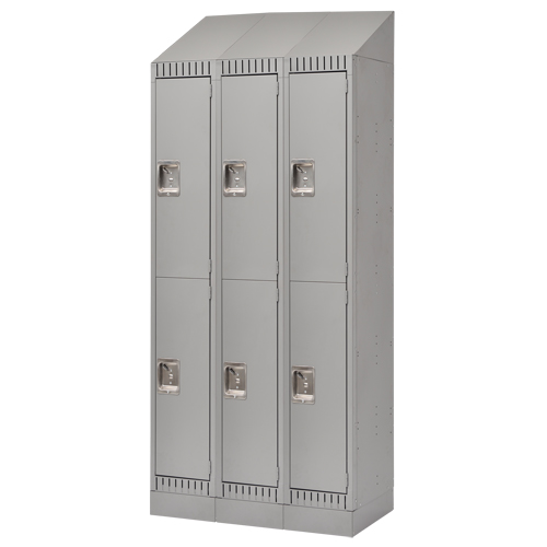 Assembled Lockers, 2 -tier, Bank of 3, 36" x 18" x 72", Steel, Grey, Rivet (Assembled) Sidevic Inc.