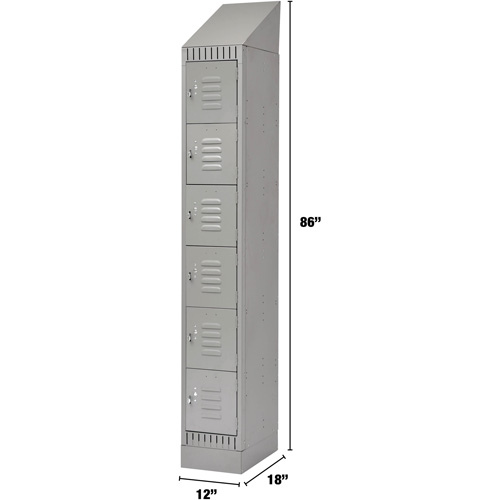 Lockers, 6 -tier, 12" x 18" x 86", Steel, Grey, Knocked Down Sidevic Inc.