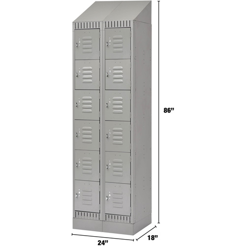 Lockers, 6 -tier, Bank of 2, 24" x 18" x 86", Steel, Grey, Knocked Down Sidevic Inc.