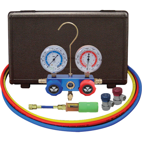 Automotive Manifold Gauge Set with Mini Dye Injector & Manual Couplers Sidevic Inc.