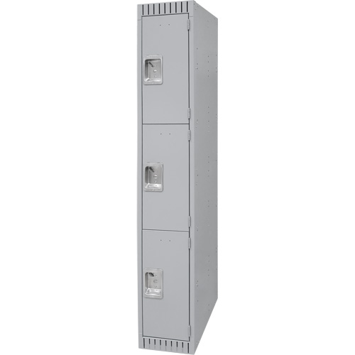 Lockers, 3 -tier, 12" x 18" x 72", Steel, Grey, Knocked Down Sidevic Inc.