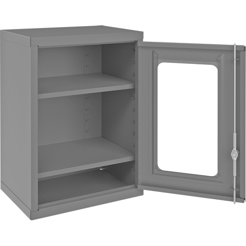 Armoire de rangement murale avec portes transparentes, 26-15/16" h x 18-1/8" la x 13-11/16" p, 2 tablettes, Acier, Gris Sidevic Inc.