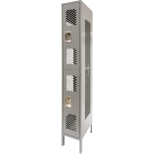 Casiers ventil&eacute;s, 2 niveaux, 12" x 18" x 78", Acier, Gris, D&eacute;mont&eacute;, Perfor&eacute; Sidevic Inc.