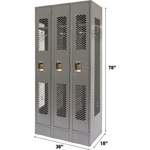 Casiers ventil&eacute;s, Bloc de 3, 36" x 18" x 78", Acier, Gris, D&eacute;mont&eacute;, Perfor&eacute; Sidevic Inc.