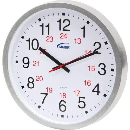 Horloge 12/24 h, Analogique, &agrave; piles, 12", Argent Sidevic Inc.