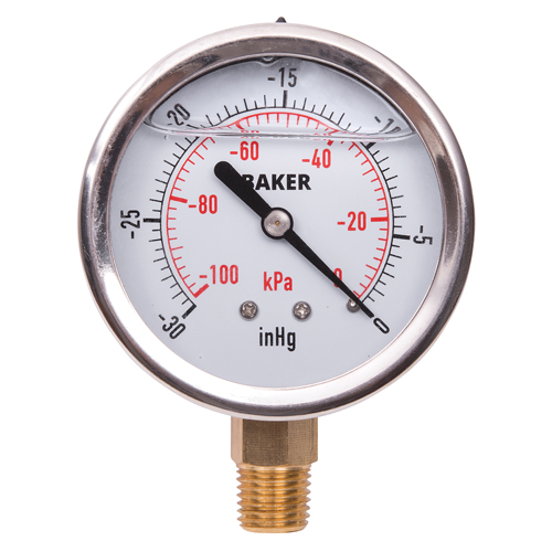 Pressure Gauges, 2-1/2" , 30" Hg-0" Vac., Bottom Mount, Liquid Filled Analogue Sidevic Inc.