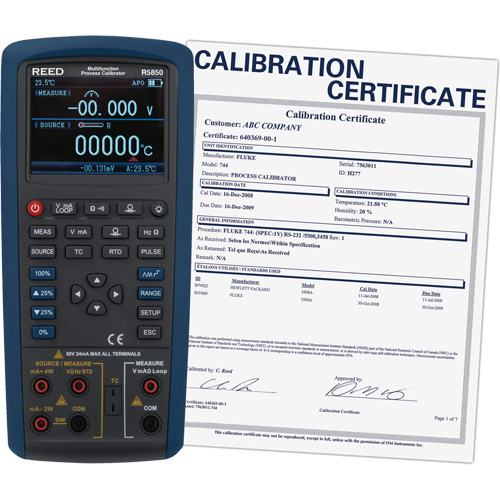 Multifunction Process Calibrator with Calibration Certification, Without Data Logging, Portable, 5 Processes Sidevic Inc.