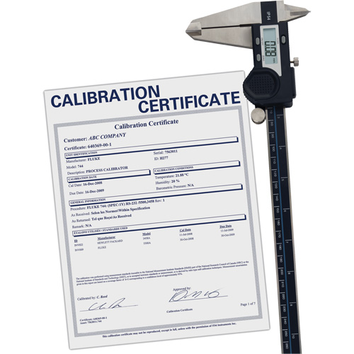 Pied &agrave; coulisse num&eacute;rique avec certificat de traçabilit&eacute;, R&eacute;solution de 0,0005" (0,01 mm), 0" - 12" (0 mm - 300 mm) gamme de mesure Sidevic Inc.