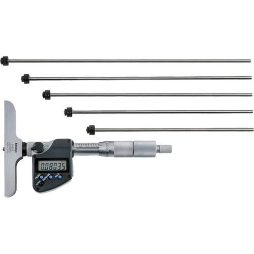 Microm&egrave;tre de profondeur num&eacute;rique avec tiges interchangeables, 0" - 12" (0 mm - 304.8 mm) gamme de mesure, R&eacute;solution de 0,00005" (0,001 mm) Sidevic Inc.