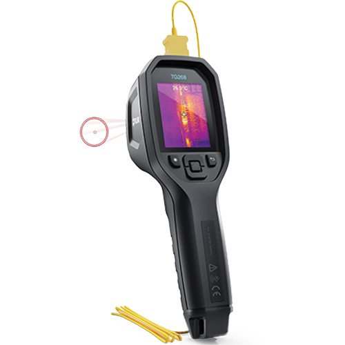 24:1 Spot IR Thermal Imaging Camera with Bullseye Laser & Type K Thermocouple, 160 x 120 pixels, -10° - 45°C (14° - 113°F), 70 mK Sidevic Inc.