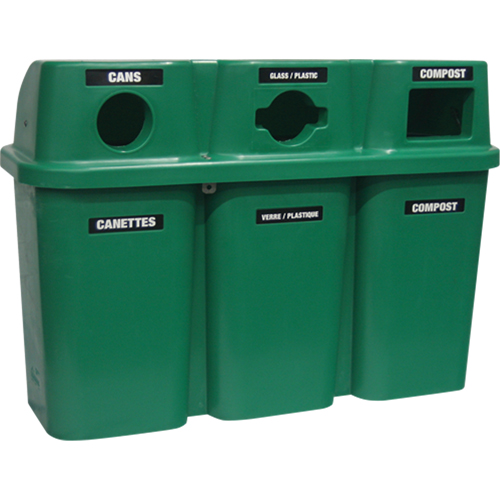 Recycling Containers Bullseye, Curbside, Plastic, 3 x 22 US Gal. Sidevic Inc.