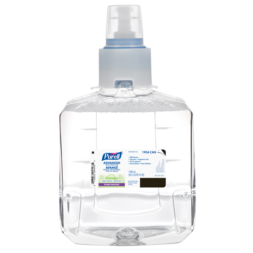 D&eacute;sinfectant pour les mains avanc&eacute; en mousse LXT-12, 1200 ml, Cartouche de recharge, 70 % alcool Sidevic Inc.
