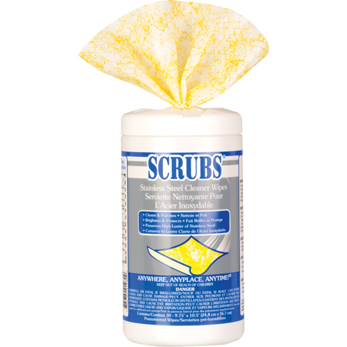 Lingettes nettoyantes pour l'acier inoxydable, 30 lingettes, 10-1/2" x 9-3/4" Sidevic Inc.