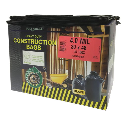 Contractor Liners, Strong, 30" W x 48" L, 4 mils, Black, 124.91 L (33 Gal.) Capacity Sidevic Inc.