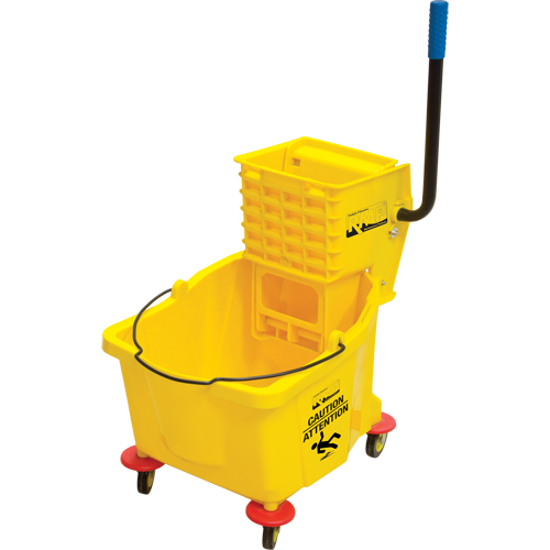 Seau et essoreuse pour vadrouille, Pression lat&eacute;rale, 9,5 gal. US (38 pintes), Jaune Sidevic Inc.