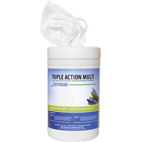 Triple Action Multi Disinfecting Wipes, 7" x 8", 120 Count Sidevic Inc.