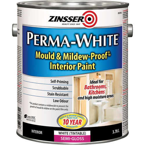 Perma-White&reg; Mold & Mildew-Proof Interior Paint, 3.78 L, Gallon, White Sidevic Inc.