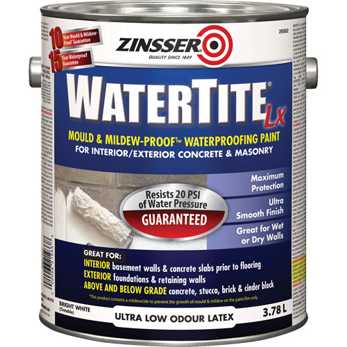 Watertite&reg; LX Mold & Mildew-Proof Waterproofing Paint, 3.78 L, Gallon, White Sidevic Inc.