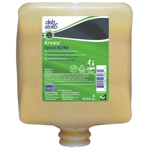 Recharge de nettoyant pour les mains Kresto Special Ultra, P&acirc;te, 2 L, Cartouche en plastique, Fraîcheur Sidevic Inc.