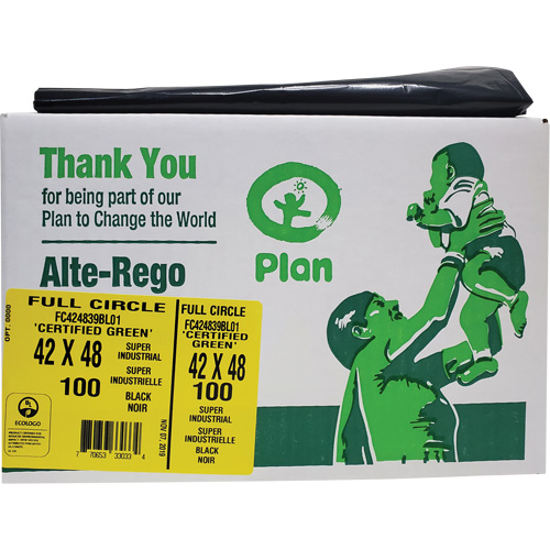 Full Circle Super Industrial Garbage Bags, Biodegradable, X-Strong, 48" L x 42" W, 1.5 mils Thick Sidevic Inc.