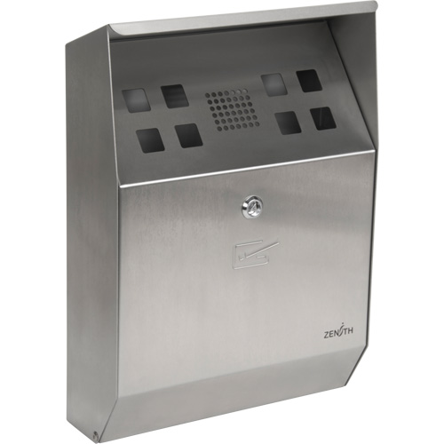 Smoking Receptacle, Wall-Mount, Stainless Steel, 1.6 Litres Capacity, 13-4/5" Height Sidevic Inc.
