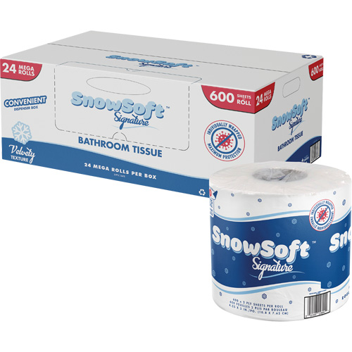 Snow Soft Premium Toilet Paper, 2 Ply, 600 Sheets/Roll, 145' Length, White Sidevic Inc.