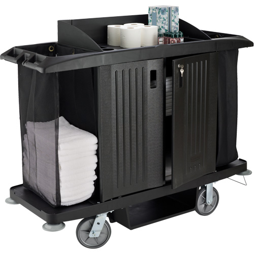 Executive Full-Size Housekeeping Cart with Doors Sidevic Inc.