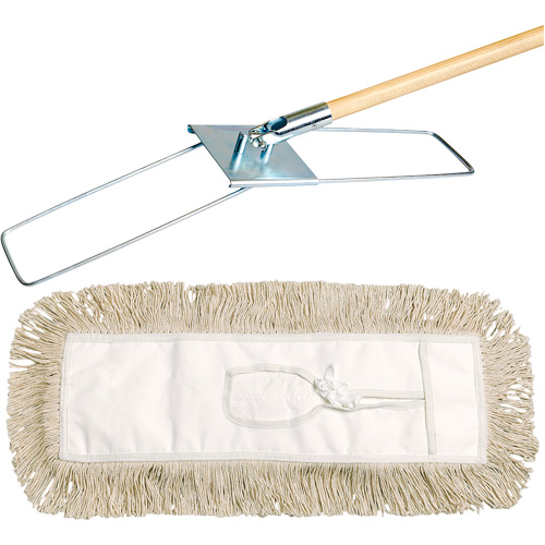 Break-Ezy Dust Mop System, Tie-On Style, Cotton, 48" L x 3-1/2" W Sidevic Inc.