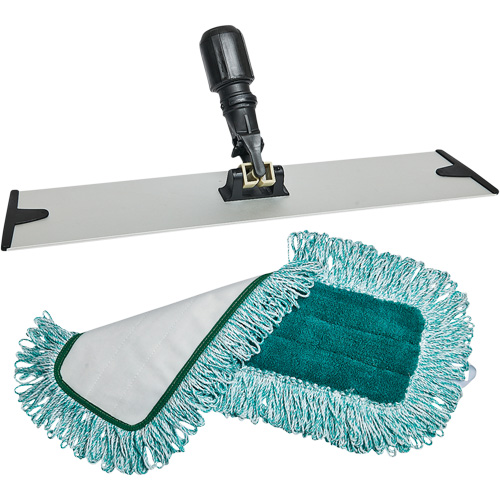 Dust Mop Pad & Frame, Hook and Loop Style, Polyester, 18" L x 5-3/4" W Sidevic Inc.