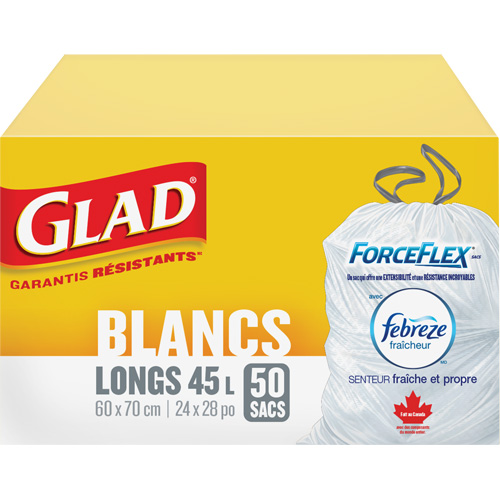 Sacs &agrave; ordures hauts 45 L avec Febreze, R&eacute;gulier, 24" la x 28" lo, Blanc Sidevic Inc.