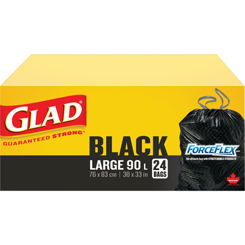 90L Garbage Bags, Regular, 30" W x 33" L, Black Sidevic Inc.