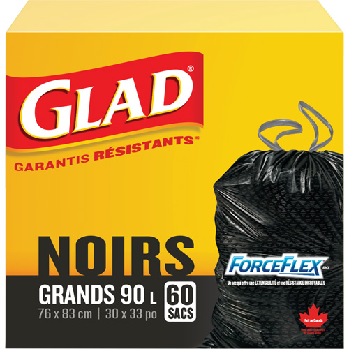 90L Garbage Bags, Regular, 30" W x 33" L, Black Sidevic Inc.