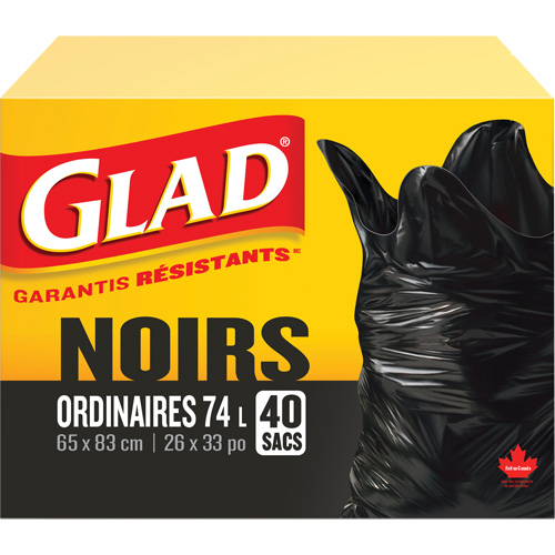 74L Garbage Bags, Regular, 26" W x 33" L, Black Sidevic Inc.