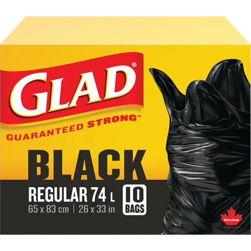 74L Garbage Bags, Regular, 26" W x 33" L, Black Sidevic Inc.