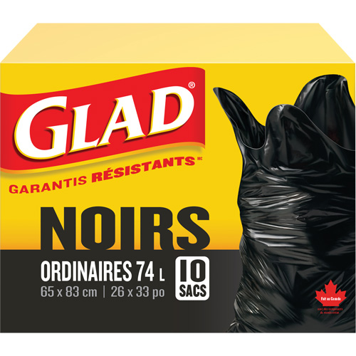 74L Garbage Bags, Regular, 26" W x 33" L, Black Sidevic Inc.