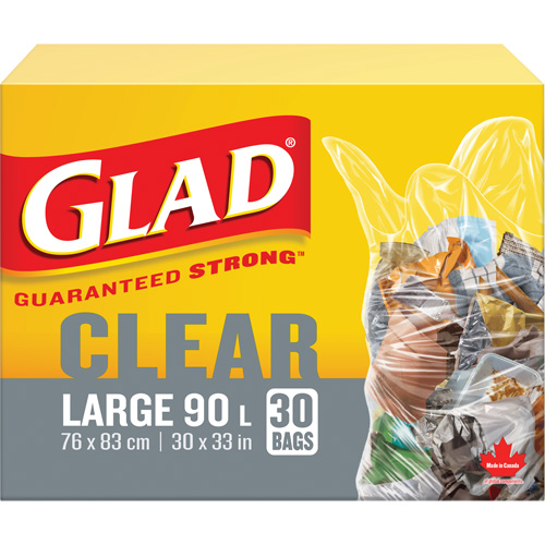 90L Garbage Bags, Regular, 30" W x 33" L, Clear Sidevic Inc.
