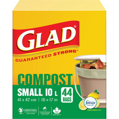 Small Compostable Bags, Regular, 17" L x 16" W, Brown, 10 L (3 Gal.) Capacity Sidevic Inc.