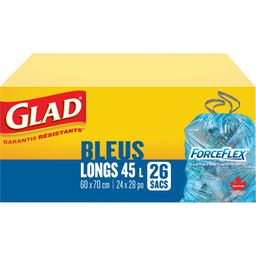 45L Recycling Bags, Regular, 24" W x 28" L, Blue Sidevic Inc.