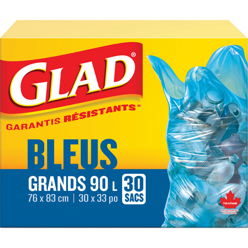 45L Recycling Bags, Regular, 30" W x 33" L, Blue Sidevic Inc.