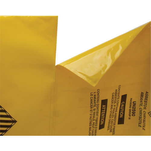 Doublures pour d&eacute;chets dangereux, Amiante, 40" lo x 26" la, 3 mils Sidevic Inc.