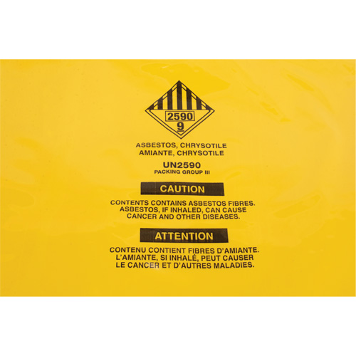 Doublures pour d&eacute;chets dangereux, Amiante, 40" lo x 26" la, 3 mils Sidevic Inc.