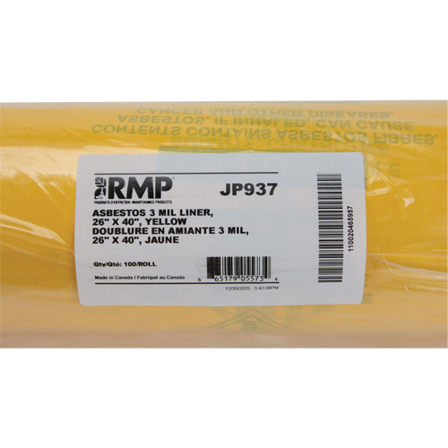 Doublures pour d&eacute;chets dangereux, Amiante, 40" lo x 26" la, 3 mils Sidevic Inc.