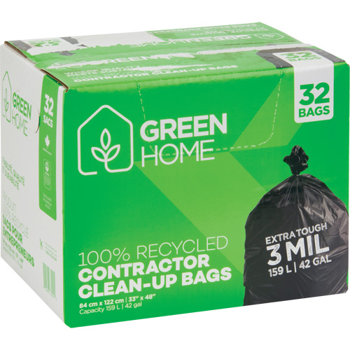 Green Home Garbage Bags, Strong, 33" W x 48" L, 3 mils, Black, 159 L (42 Gal.) Capacity Sidevic Inc.