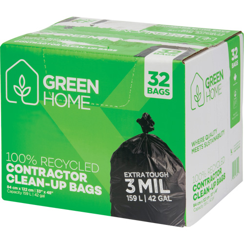 Green Home Garbage Bags, Strong, 33" W x 48" L, 3 mils, Black, 159 L (42 Gal.) Capacity Sidevic Inc.