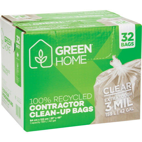 Green Home Garbage Bags, Strong, 33" W x 48" L, 3 mils, Clear, 159 L (42 Gal.) Capacity Sidevic Inc.