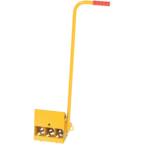 Cale de roue avec poign&eacute;e ergonomique, Acier, Jaune, 8" la x 10-3/4" p x 9-1/8" h Sidevic Inc.