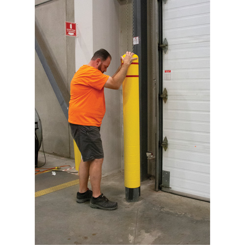 Capuchon en poly&eacute;thyl&egrave;ne pour borne de protection, 6-5/8" dia. x 52" l, Rouge/Jaune Sidevic Inc.