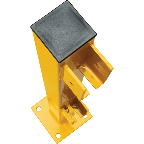Poteau d'extr&eacute;mit&eacute; pour garde-corps l&eacute;gers, Acier, 42" h, Jaune s&eacute;curit&eacute; OSHA Sidevic Inc.