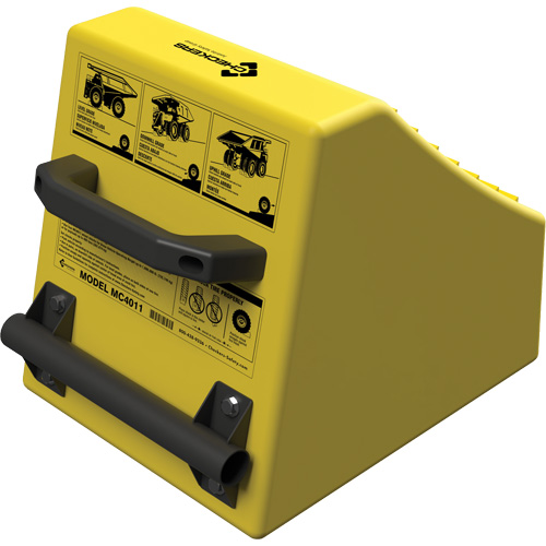 Cale de roue ultra-robuste pour l'exploitation mini&egrave;re Checkers Safety, PEHD, Jaune, 14-1/2" la x 17-1/2" p x 16" h Sidevic Inc.